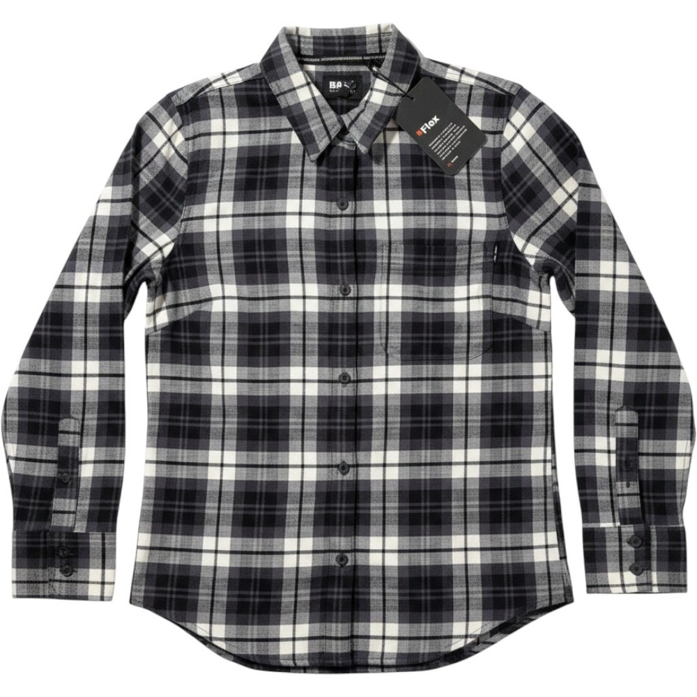NWT Bass Outdoor B Flex Plaid Flannel Shirt Women's XS Black Gray Cream Workwear